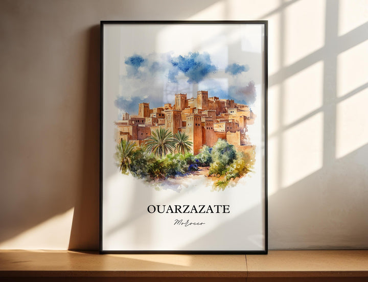 Ouarzazate Wall Art, High Atlas Mountains Print, Morocco Watercolor Art, Ouarzazate Gift, Travel Print, Travel Poster, Housewarming Gift