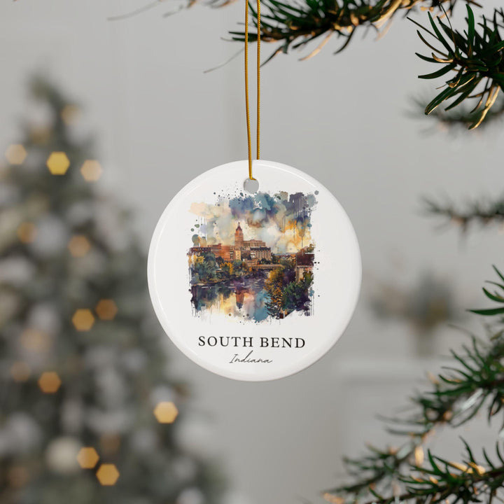 South Bend IN Ornament: Unique South Bend Souvenir, South Bend Decor, and Notre Dame University Christmas Gift