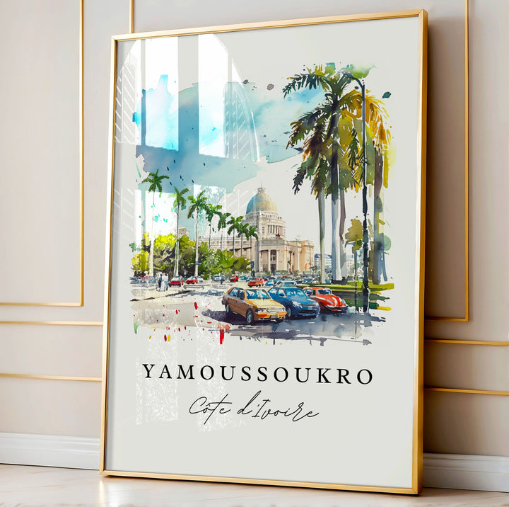 Yamoussoukro wall art - Ivory Coast, Yamoussoukro print, Ivory Coast Wedding gift, Birthday present, Custom Text, Perfect Gift