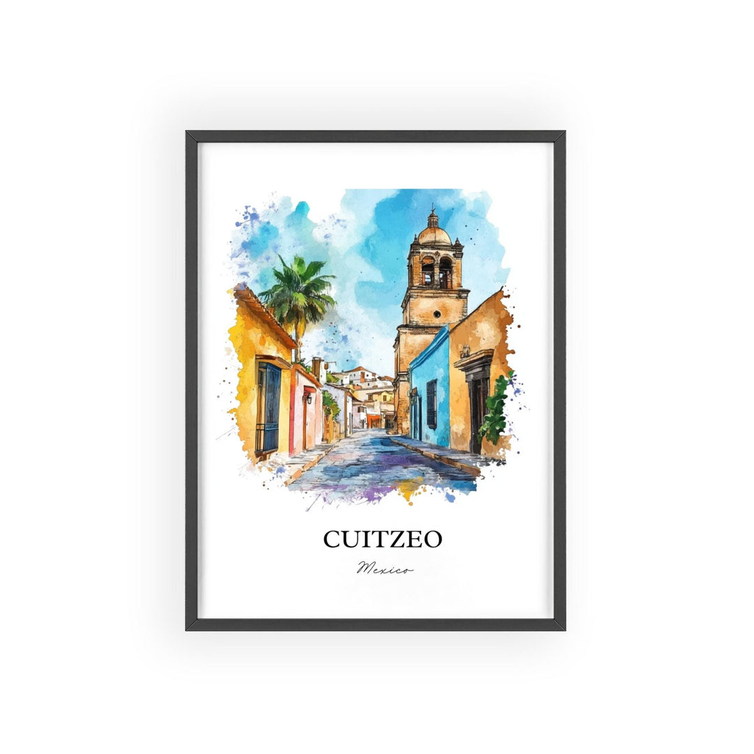 Cuitzeo Mexico Wall Art, Michoacán Print, Mexico Watercolor Art, Cuitzeo Mexico Gift, Travel Print, Travel Poster, Housewarming Gift