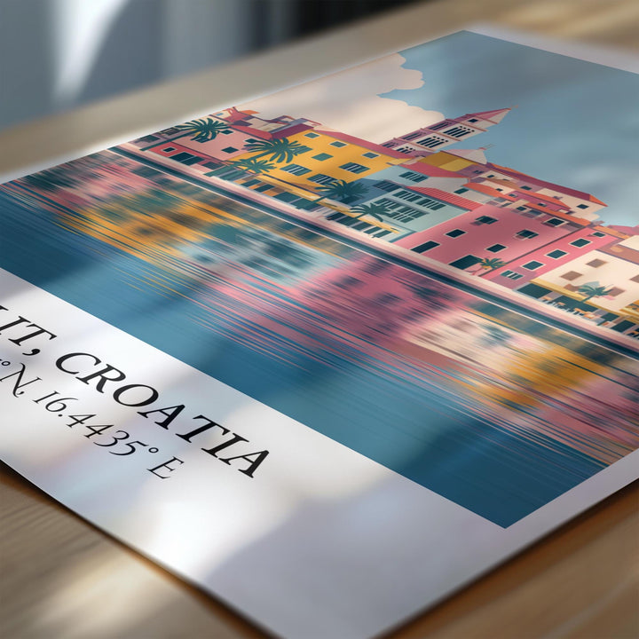 Split Croatia Art, Split Retro Travel Art, Croatia Home Decor, Split Croatia Gift, Croatian Travel Art, Travel Prints, Housewarming Gift