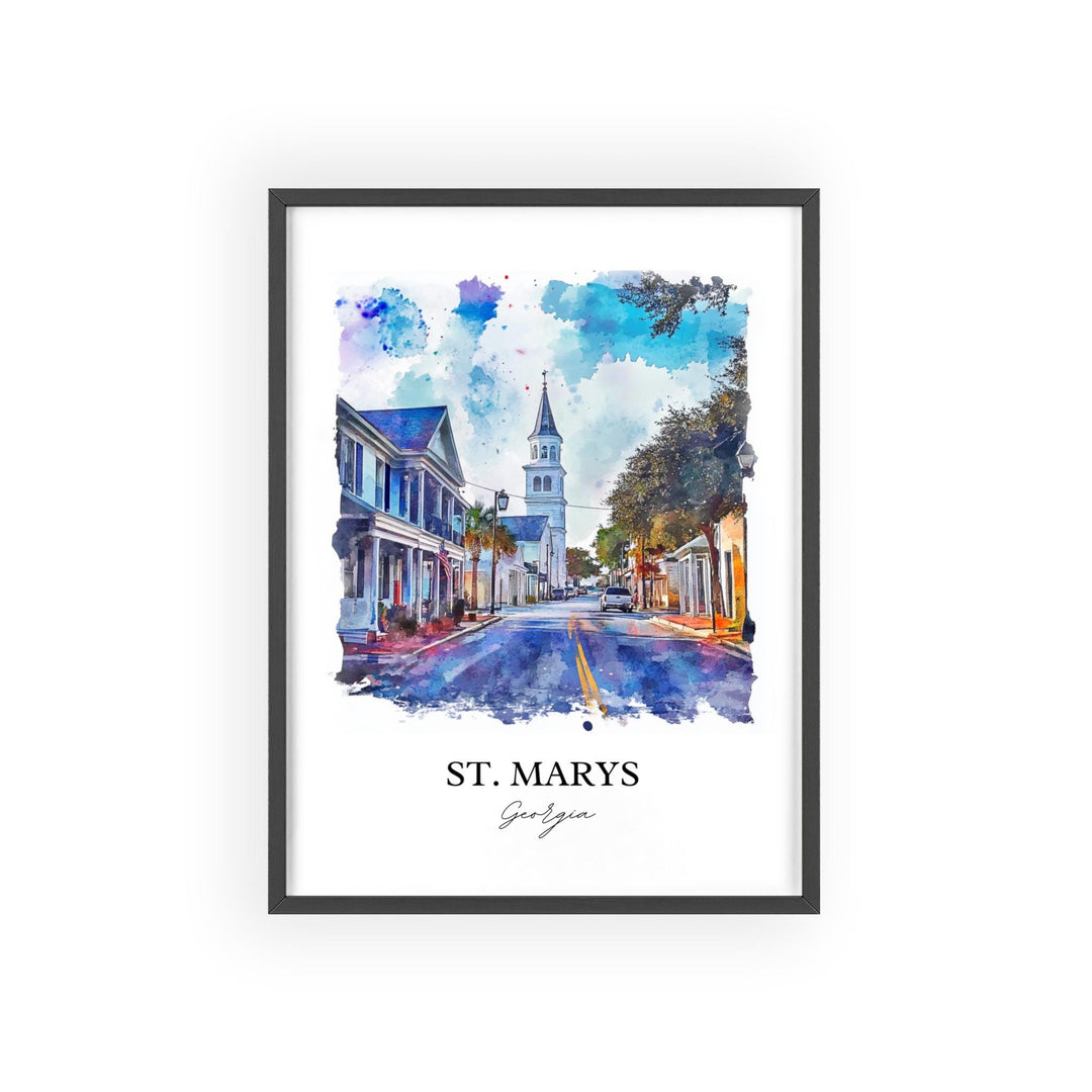 St Marys, Georgia, USA – Watercolor Art Print