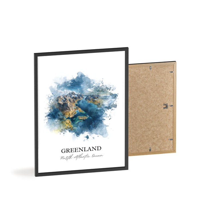 Greenland Wall Art, Greenland Print, Greenland Watercolor Art, Greenland Gift, Travel Print, Travel Poster, Housewarming Gift