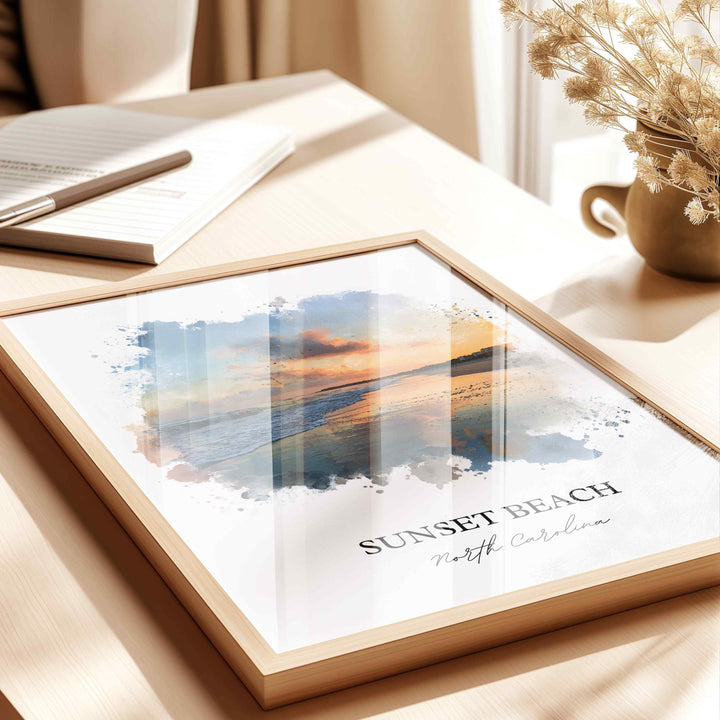 Sunset Beach, North Carolina – Watercolor Art Print