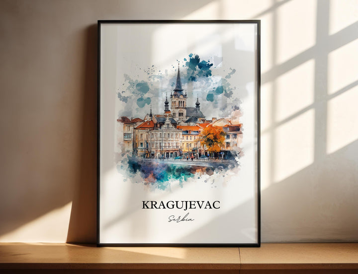 Kragujevac Wall Art, Sumadija District Print, Serbia Watercolor Art, Kragujevac Gift, Travel Print, Travel Poster, Housewarming Gift