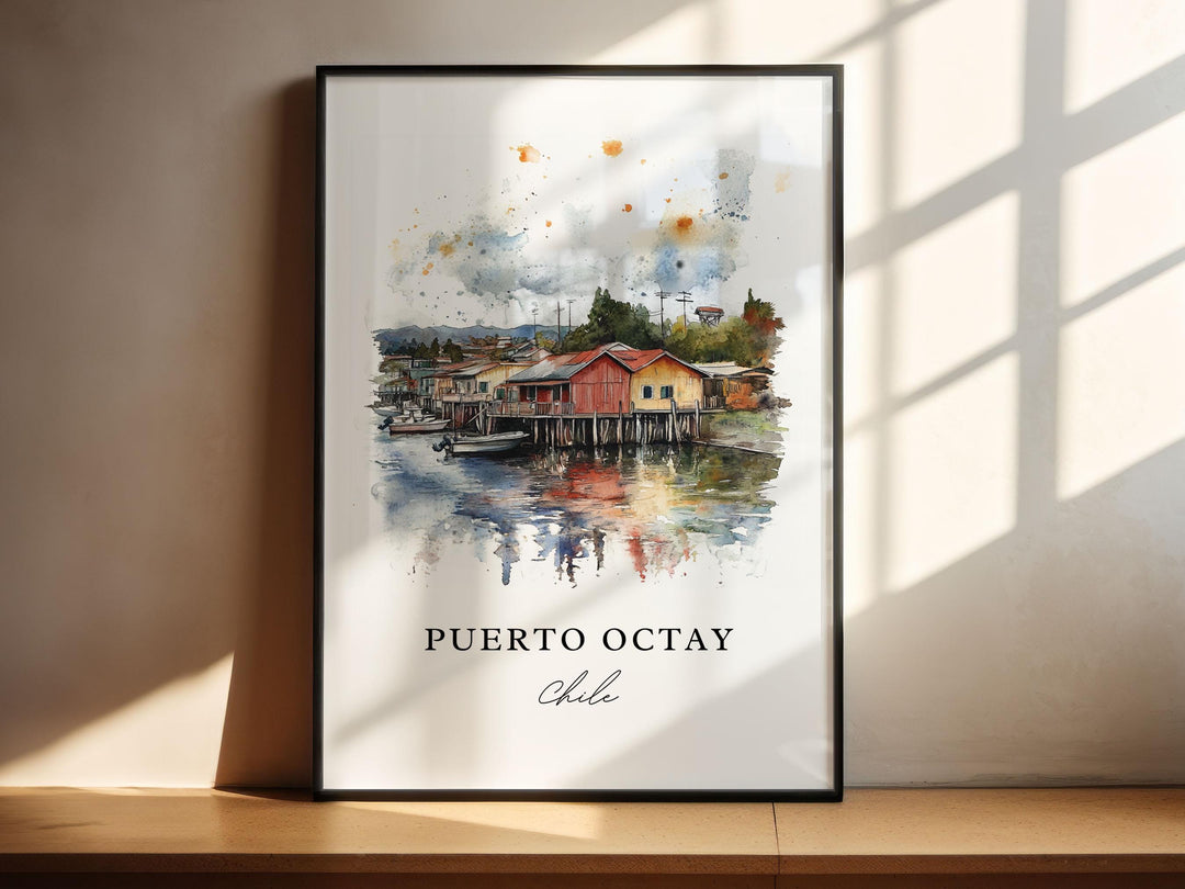 Puerto Octay Wall Art, Puerto Octay Print, Puerto Octay Watercolor, Puerto Octay Chile Gift,