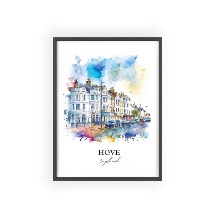 Hove England Wall Art, East Sussex England Print, Hove Watercolor Art, Hove England Gift, Travel Print, Travel Poster, Housewarming Gift