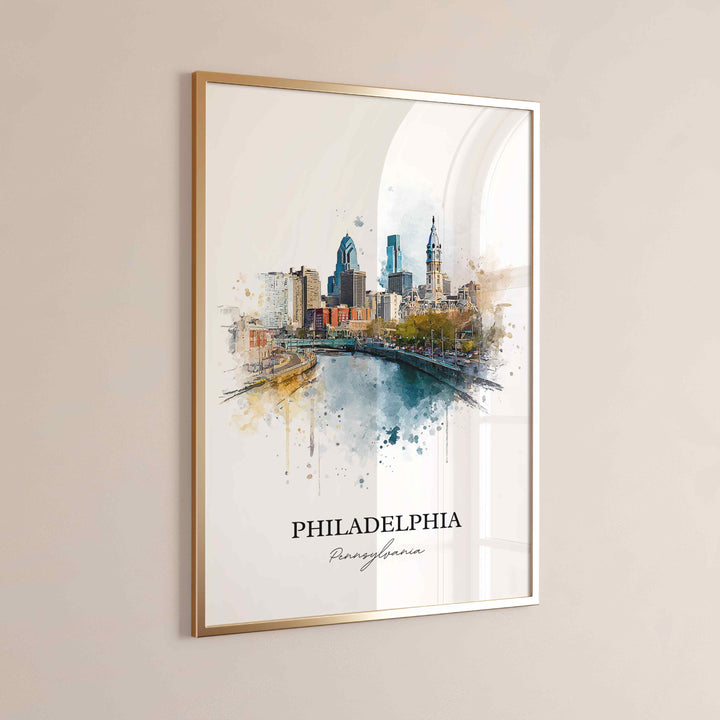 Philadelphia Wall Art, Philly Print, Philadelphia Watercolor Art, Philly Skyline Gift, Travel Print, Travel Poster, Housewarming Gift
