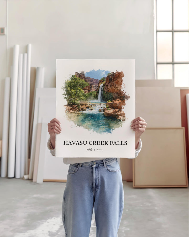 Havasu Creek Falls Wall Art, Grand Canyon Print, Arizona Artwork, Havasu Falls Gift, Travel Print, Travel Poster, Housewarming Gift