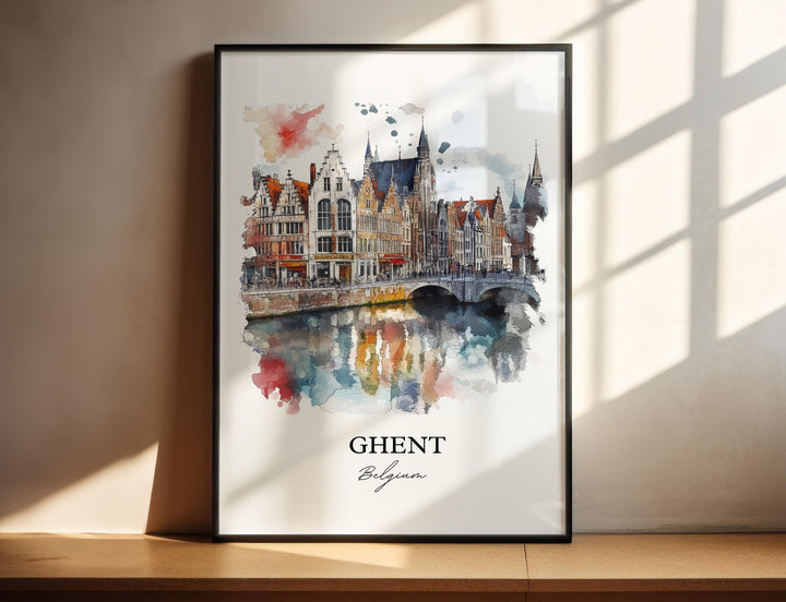 Ghent Belgium Wall Art, Ghent Print, Belgium Watercolor Art, Ghent Belgium Gift, Travel Print, Travel Poster, Housewarming Gift