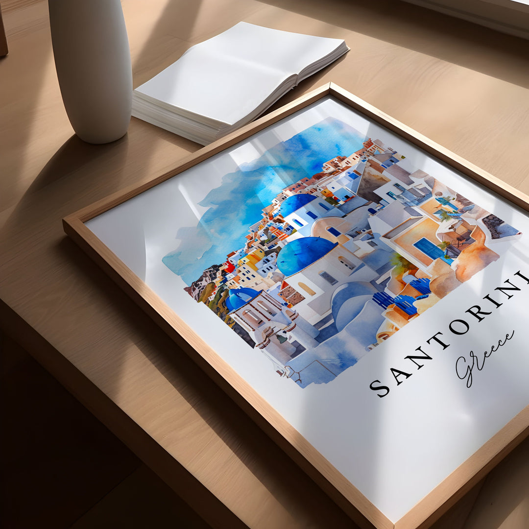 Santorini Greece wall art - Greece, Santorini print, Santorini Wedding gift, Santorini Birthday present, Custom Text, Perfect Gift