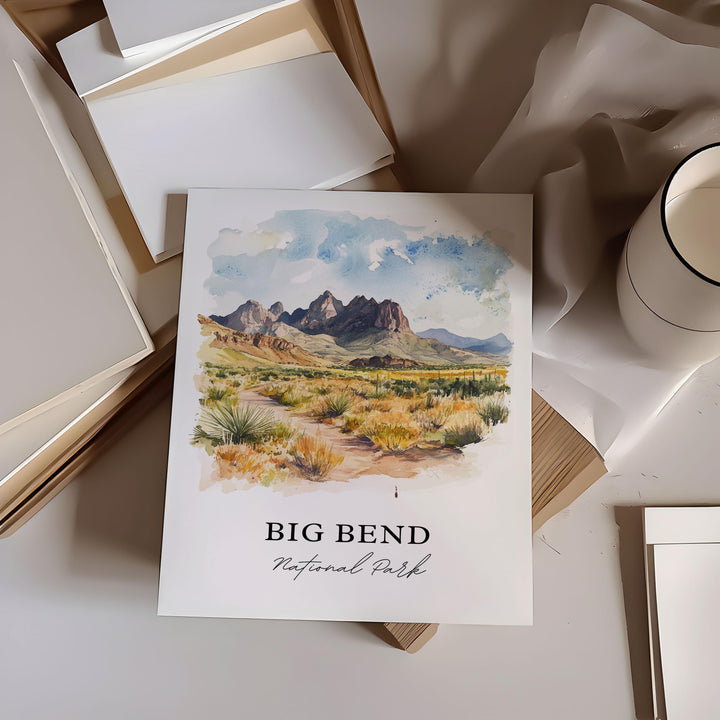 Big Bend National Park Art, Big Bend Print, Texas Watercolor Art, Brewster County TX Gift, Travel Print, Travel Poster, Housewarming Gift