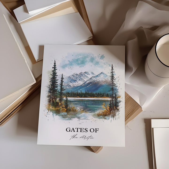 Gates of the Arctic Wall Art, Alaska Print, Alaska Watercolor Art, Gates of the Arctic Gift, Travel Print, Travel Poster, Housewarming Gift