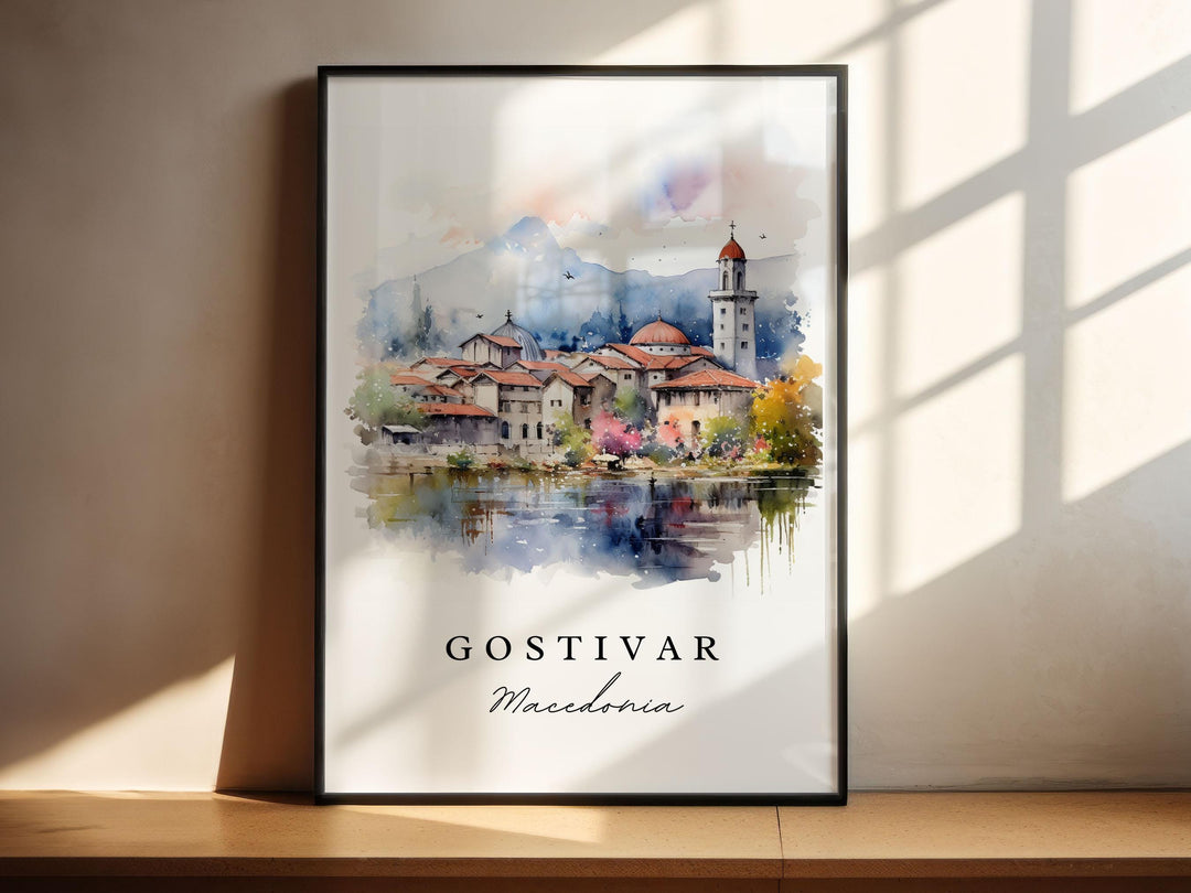 Gostivar Wall Art, Gostivar Print, Macedonia Watercolor Art, Gostivar Macedonia Gift,