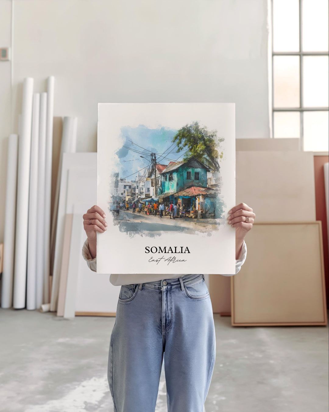 Somalia Wall Art, Somalia Print, Somalia Watercolor Art, Somalia Gift, Travel Print, Travel Poster, Housewarming Gift