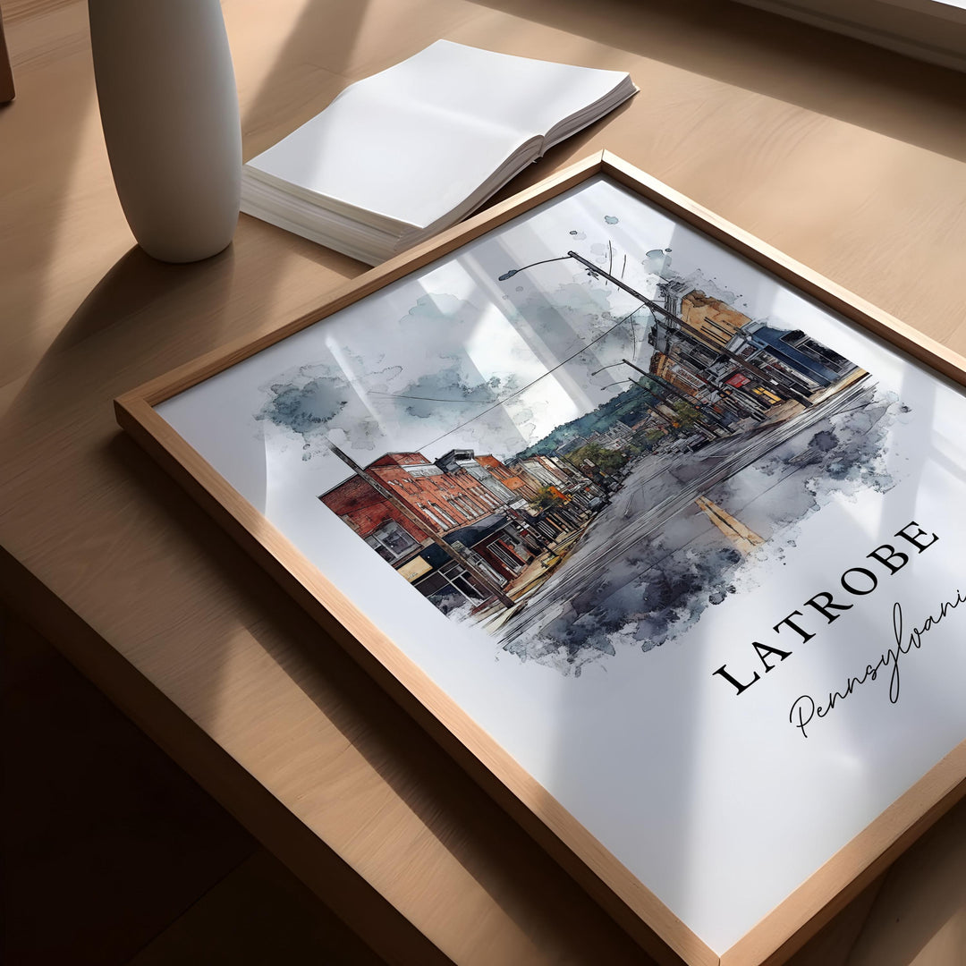 Latrobe PA Wall Art, Latrobe Pennsylvania Print, Latrobe Watercolor, Westmoreland County Gift, Western PA Travel Print, Housewarming Gift