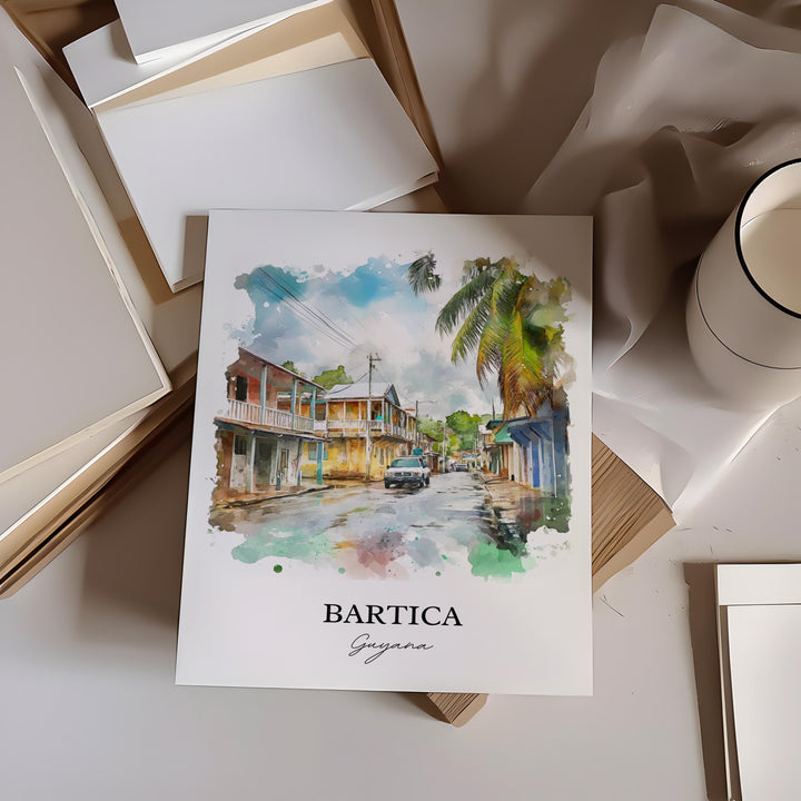 Bartica Wall Art, Bartica Guyana Print, Guyana Watercolor Art, Guyana Gift, Travel Print, Travel Poster, Housewarming Gift