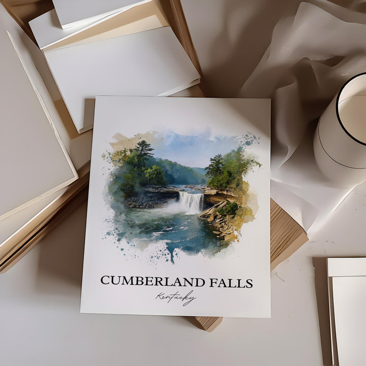 Cumberland Falls Wall Art, Little Niagara Print, Kentucky Watercolor, Cumberland Falls Gift, Travel Print, Travel Poster, Housewarming Gift