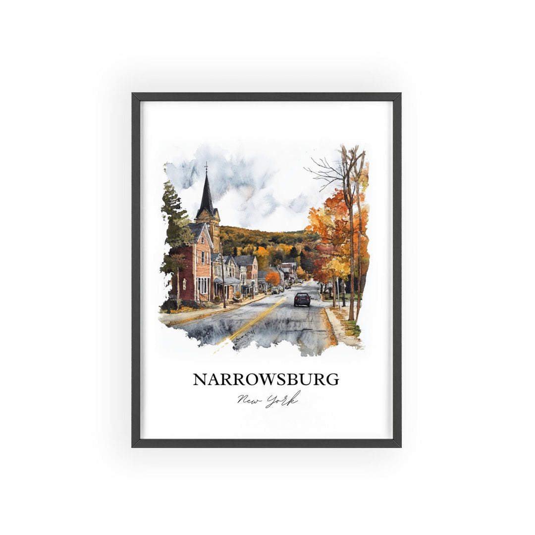 Narrowsburg NY Wall Art, Sullivan County Print, NY State Watercolor Art, Narrowsburg Gift, Travel Print, Travel Poster, Housewarming Gift