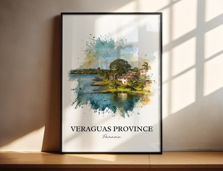 Veraguas Province Wall Art, Panama Print, Panama Watercolor Art, Panama Gift, Veraguas Panama Travel Print, Travel Poster, Housewarming Gift