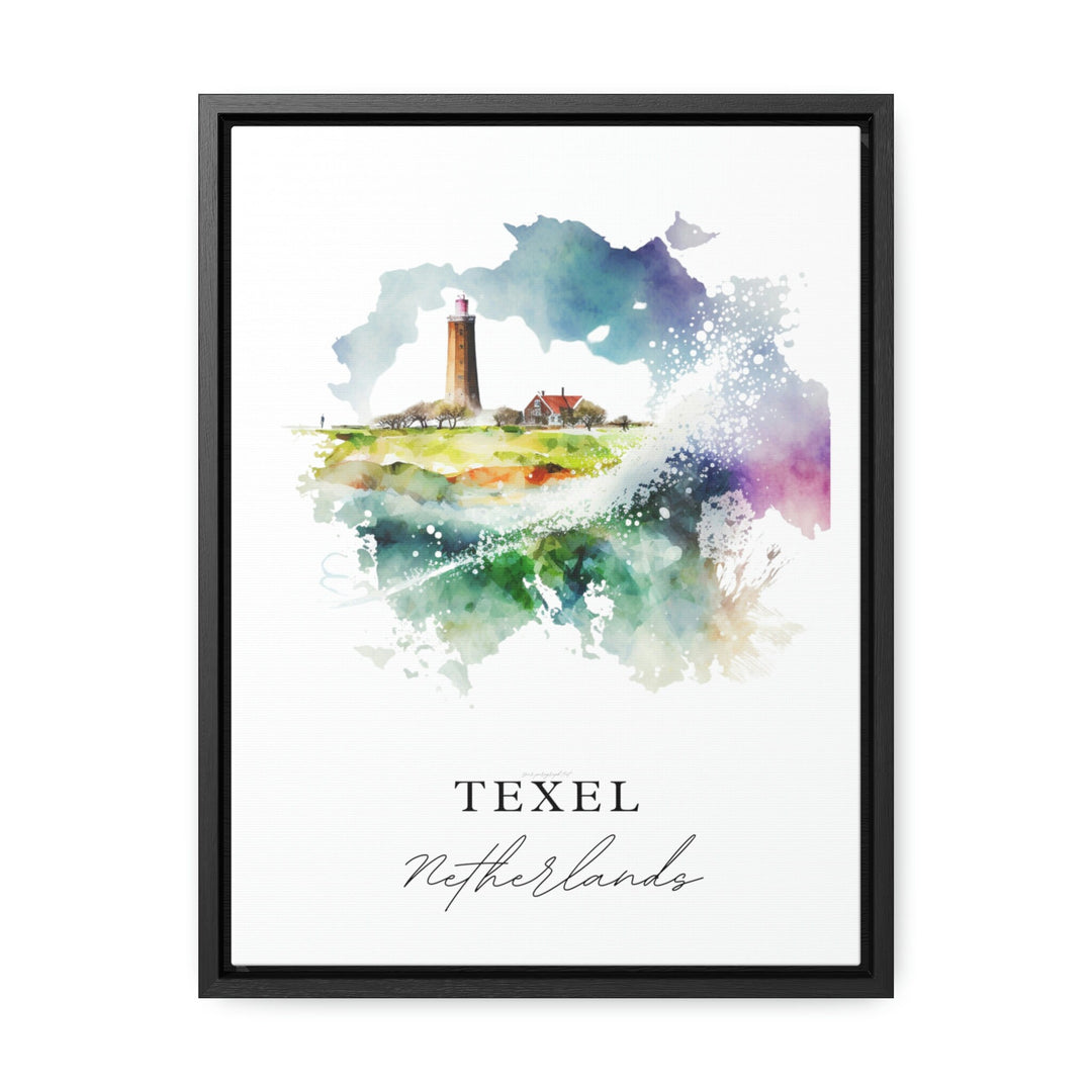 Texel traditional travel art - Netherlands, Texel poster, Wedding gift, Birthday present, Custom Text, Personalised Gift