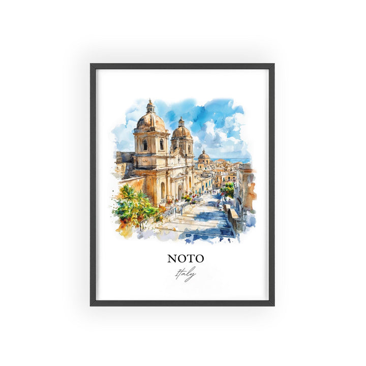 Noto Italy Wall Art, Sicily Italy Print, Italy Watercolor Art, Noto Italy Gift, Travel Print, Travel Poster, Housewarming Gift