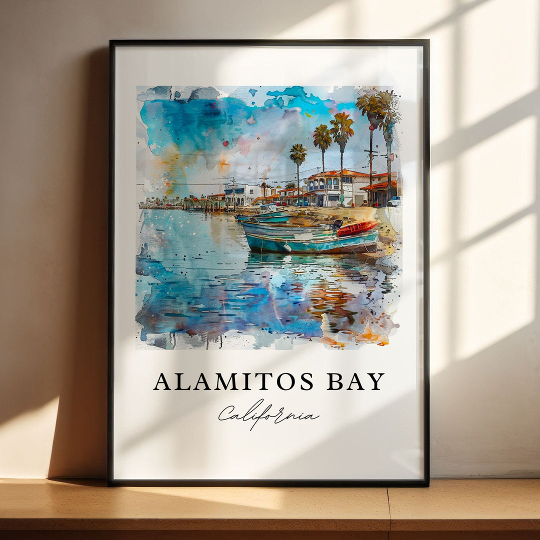 Alamitos Bay Art, Alamitos Bay CA Print, Long Beach Cali Watercolor Art, Alamitos Bay Gift, Travel Poster, Housewarming Gift