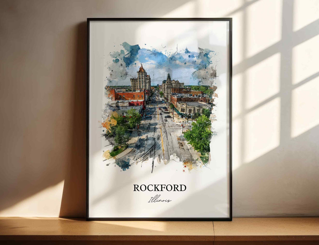 Rockford, Illinois – Watercolor Art Print