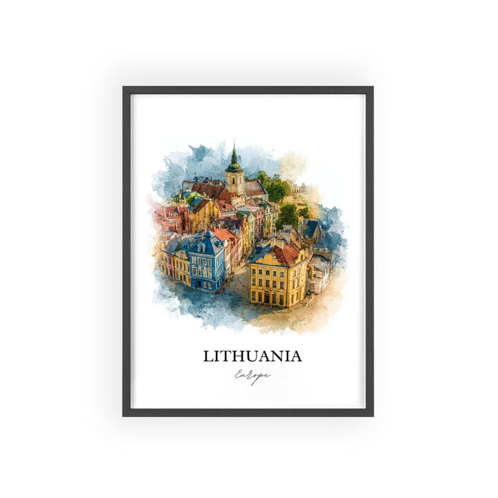 Lithuania Wall Art, Lithuania Print, Lithuania Watercolor Art, Lithuania Gift, Travel Print, Travel Poster, Housewarming Gift