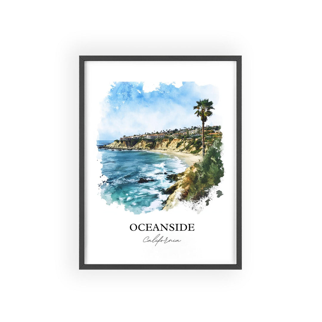 Oceanside CA Wall Art, Harbor Beach Print, SoCal Watercolor Art, Oceanside CA Gift, Travel Print, Travel Poster, Housewarming Gift