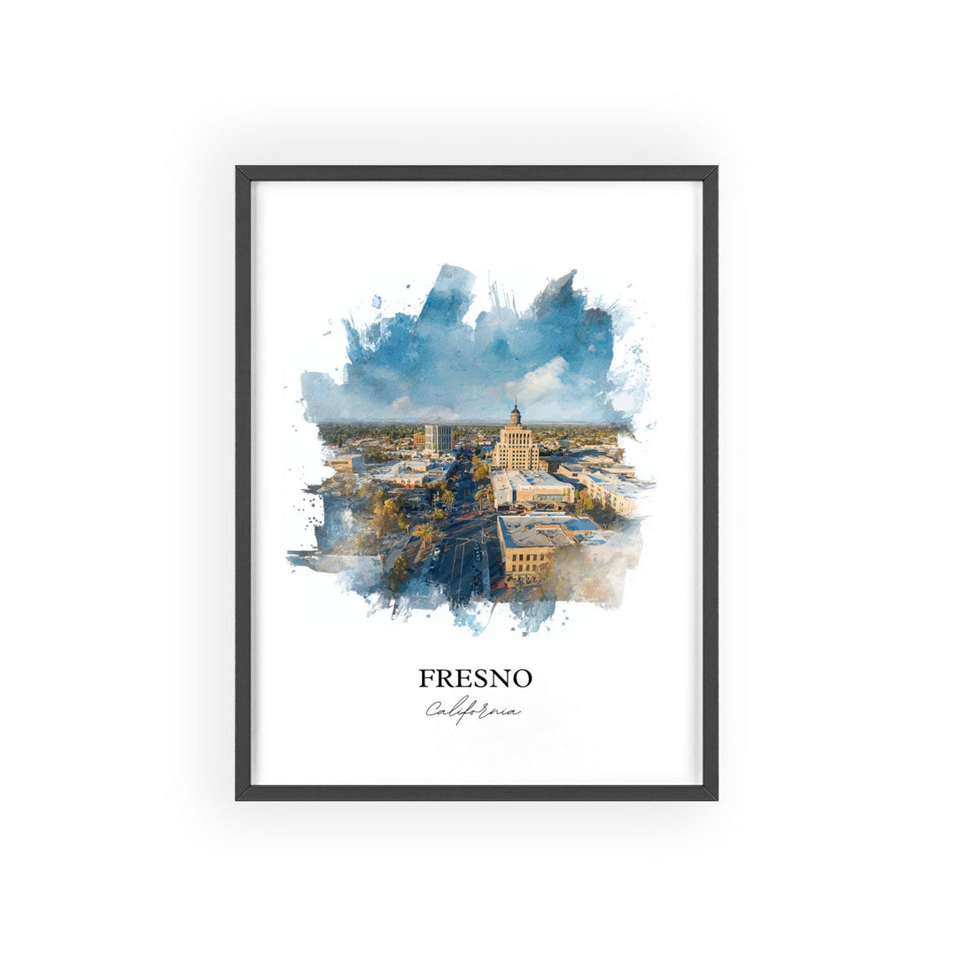 Fresno, California Wall Art, Fresno Print, Fresno Watercolor Art, Fresno California Gift, Travel Print, Travel Poster, Housewarming Gift