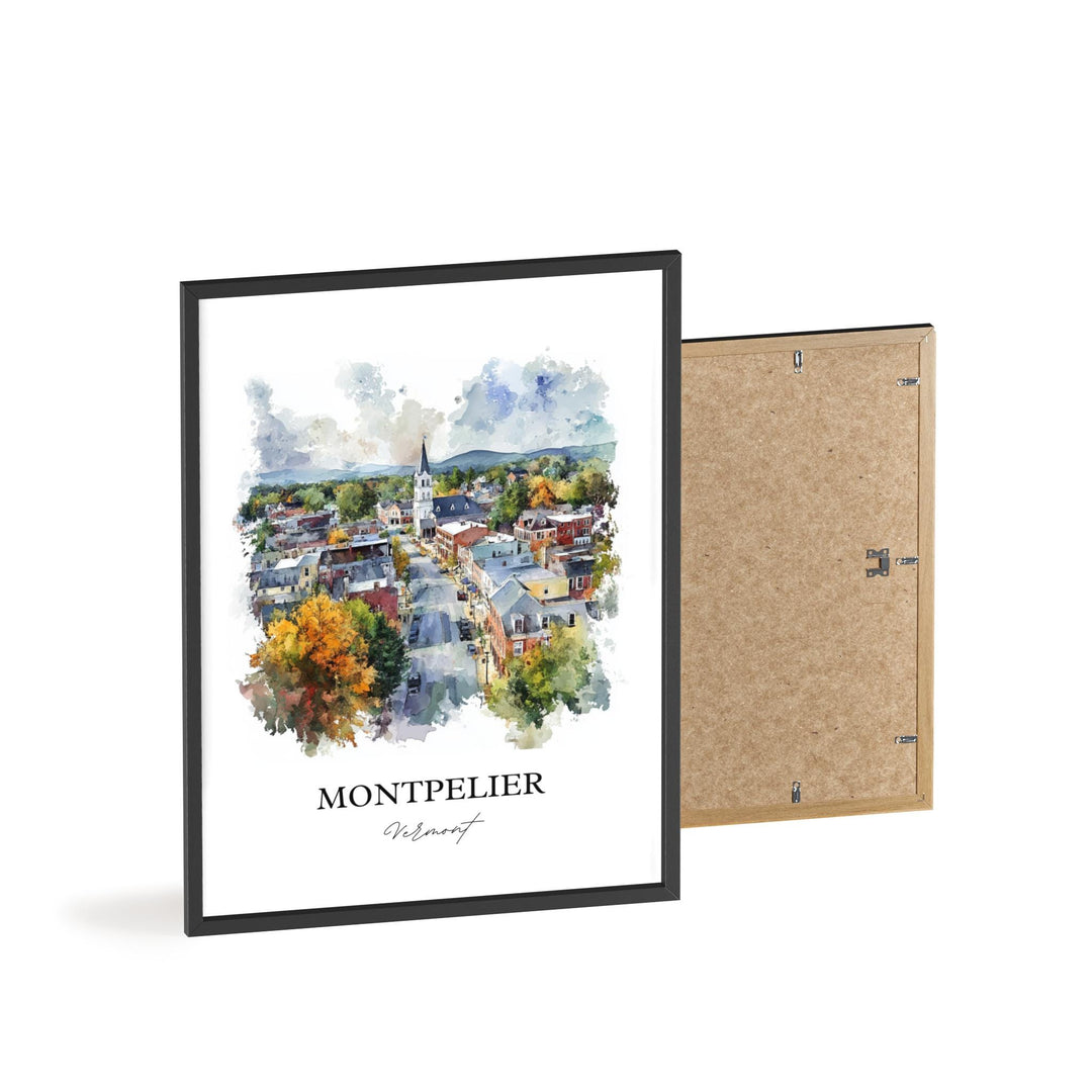 Montpelier VT Wall Art, Washington County Print, Vermont Watercolor Art, Montpelier VT Gift, Travel Print, Travel Poster, Housewarming Gift