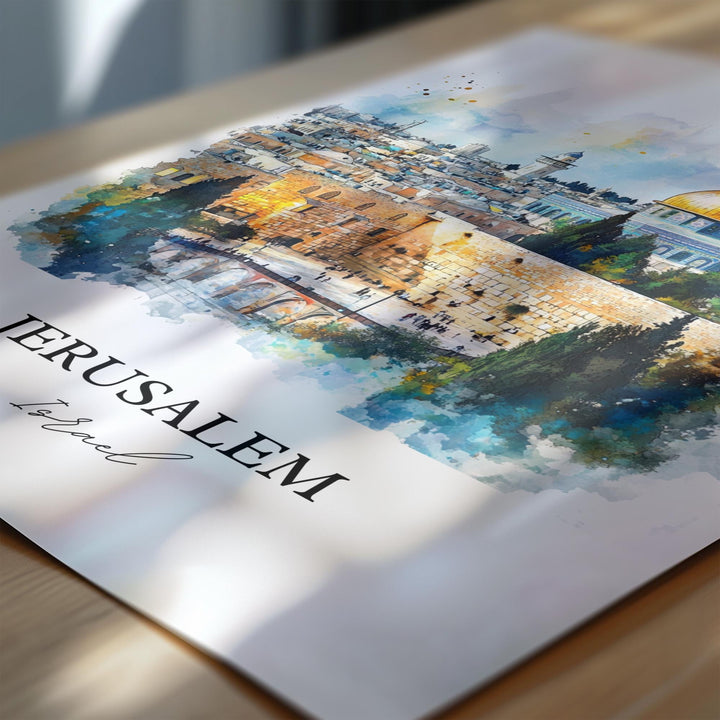 Jerusalem Wall Art, Jerusalem Israel Print, Israel Watercolor Art, Jerusalem Gift, Travel Print, Travel Poster, Housewarming Gift
