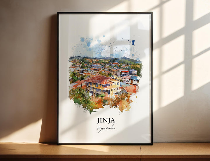 Jinja Uganda Wall Art, Uganda Africa Print, Uganda Watercolor Art, Jinja Uganda Gift, Travel Print, Travel Poster, Housewarming Gift