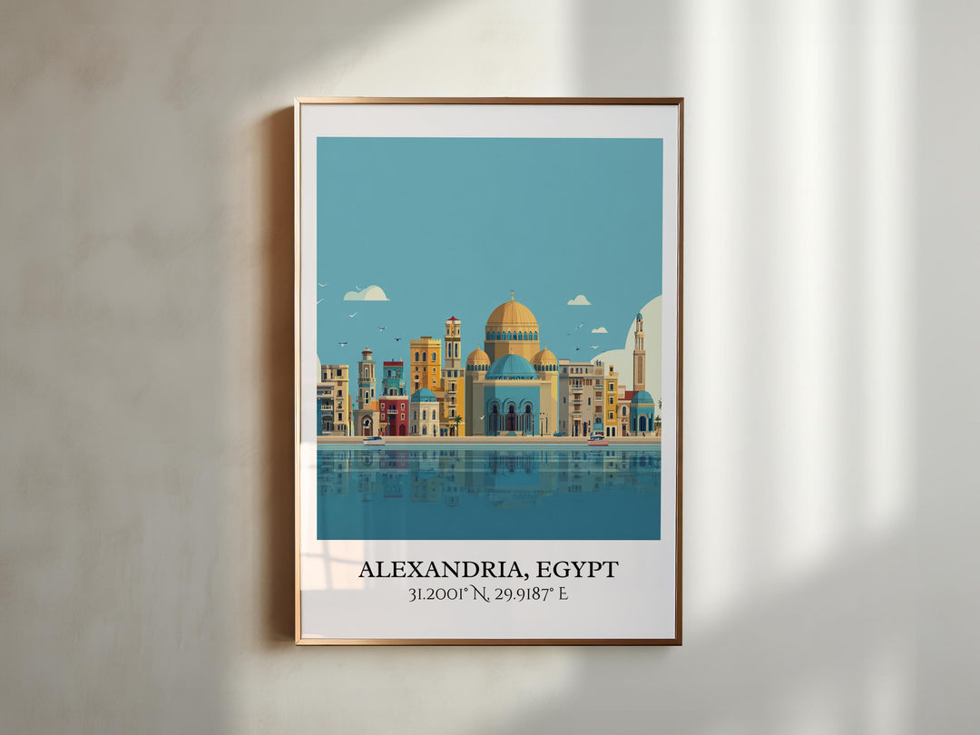 Alexandria Egypt Art, Alexandria Retro Travel Art, Alexandria Home Decor, Egypt Gift, Egypt Travel Art, Travel Prints, Housewarming Gift