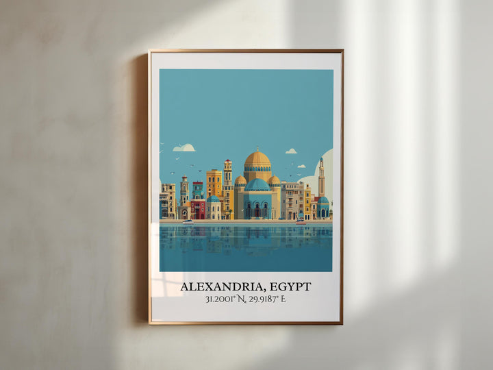 Alexandria Egypt Art, Alexandria Retro Travel Art, Alexandria Home Decor, Egypt Gift, Egypt Travel Art, Travel Prints, Housewarming Gift