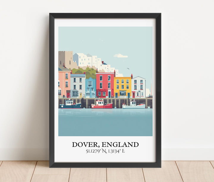 Dover England Art, UK Retro Travel Art, Dover UK Home Decor, Dover England Gift, England Travel Art, Travel Prints, Housewarming Gift