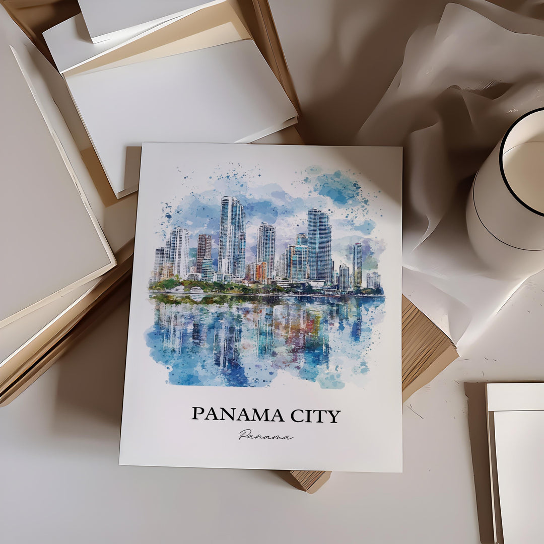 Panama City Wall Art, Panama City Print, Panama Watercolor Art, Panama City Gift, Travel Print, Travel Poster, Housewarming Gift