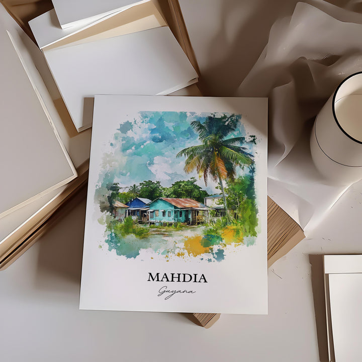 Mahdia Guyana Wall Art, Potaro-Siparuni Guyana Print, Guyana Watercolor, Mahdia Guyana Gift, Travel Print, Travel Poster, Housewarming Gift