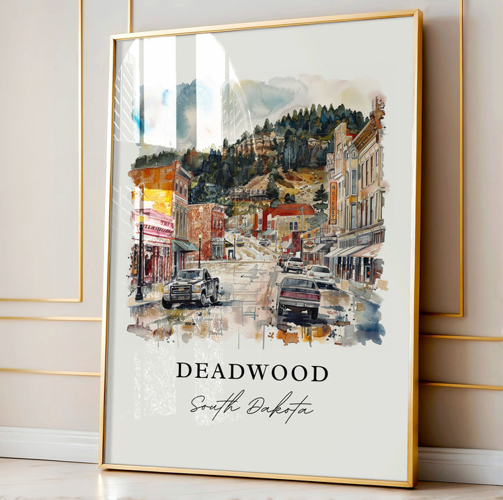 Deadwood South Dakota Wall Art, Deadwood SD Print, Deadwood Watercolor, Deadwood SD Gift, Travel Poster, Housewarming Gift