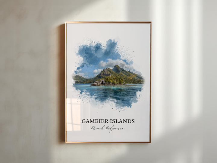 Gambier Islands Wall Art, Polynesia Print, French Polynesia Artwork, Gambier Islands Gift, Travel Print, Travel Poster, Housewarming Gift