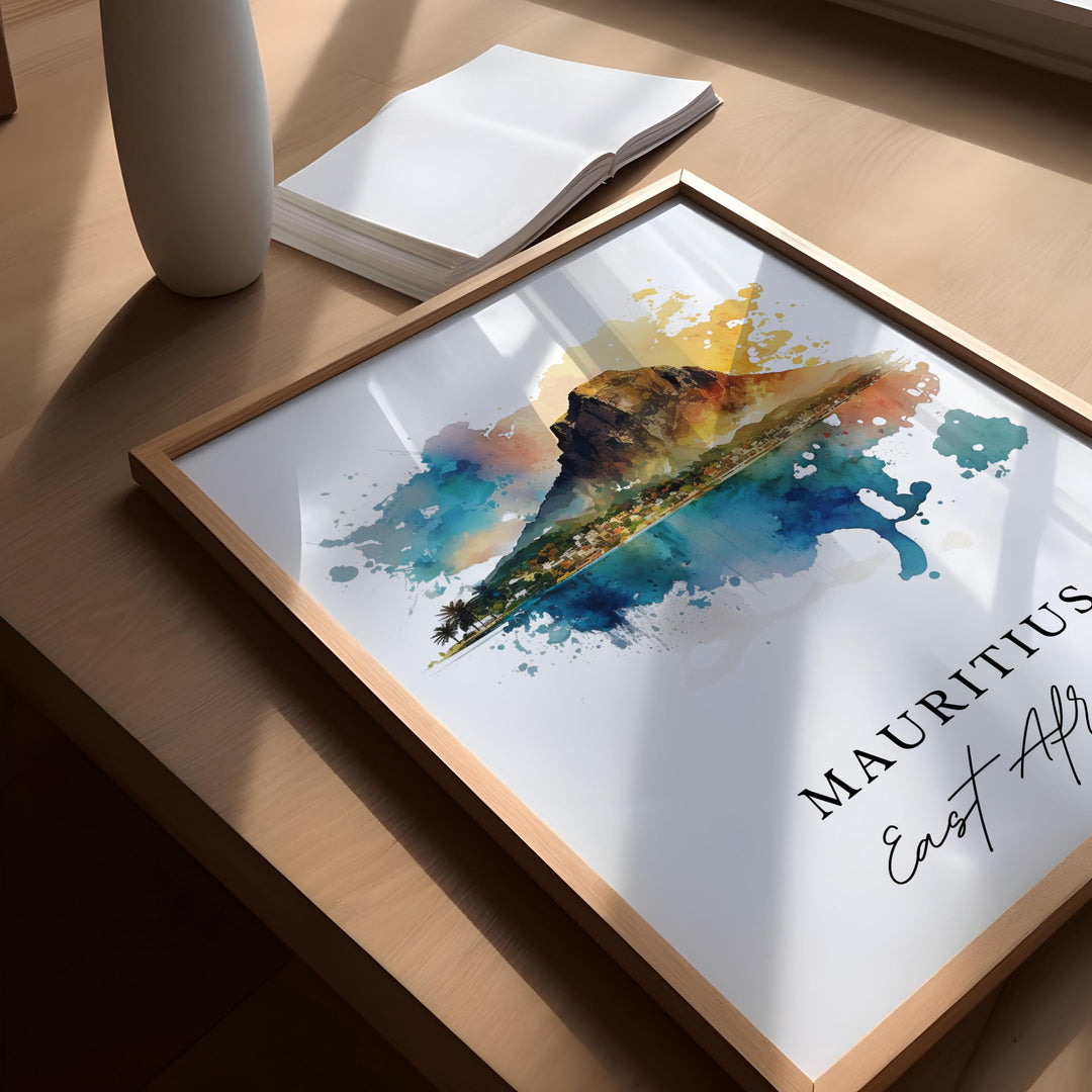 Mauritius wall art - East Africa, Mauritius poster, Mauritius Wedding gift, Eastern Africa present, Custom Text, Personalized Gift