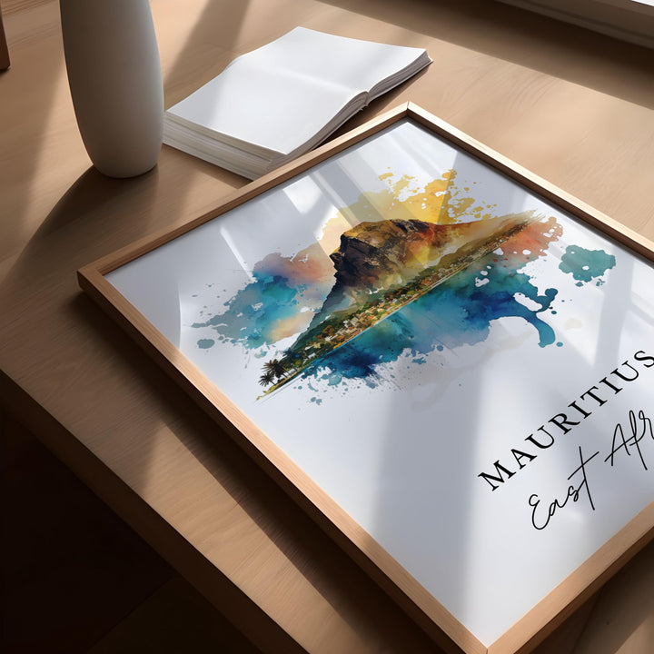 Mauritius wall art - East Africa, Mauritius poster, Mauritius Wedding gift, Eastern Africa present, Custom Text, Personalized Gift