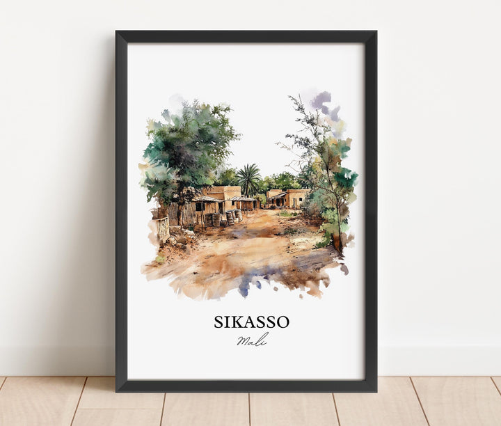 Sikasso Mali Wall Art, Mali Africa Print, Mali Watercolor Art, Sikasso Mali Gift, Travel Print, Travel Poster, Housewarming Gift