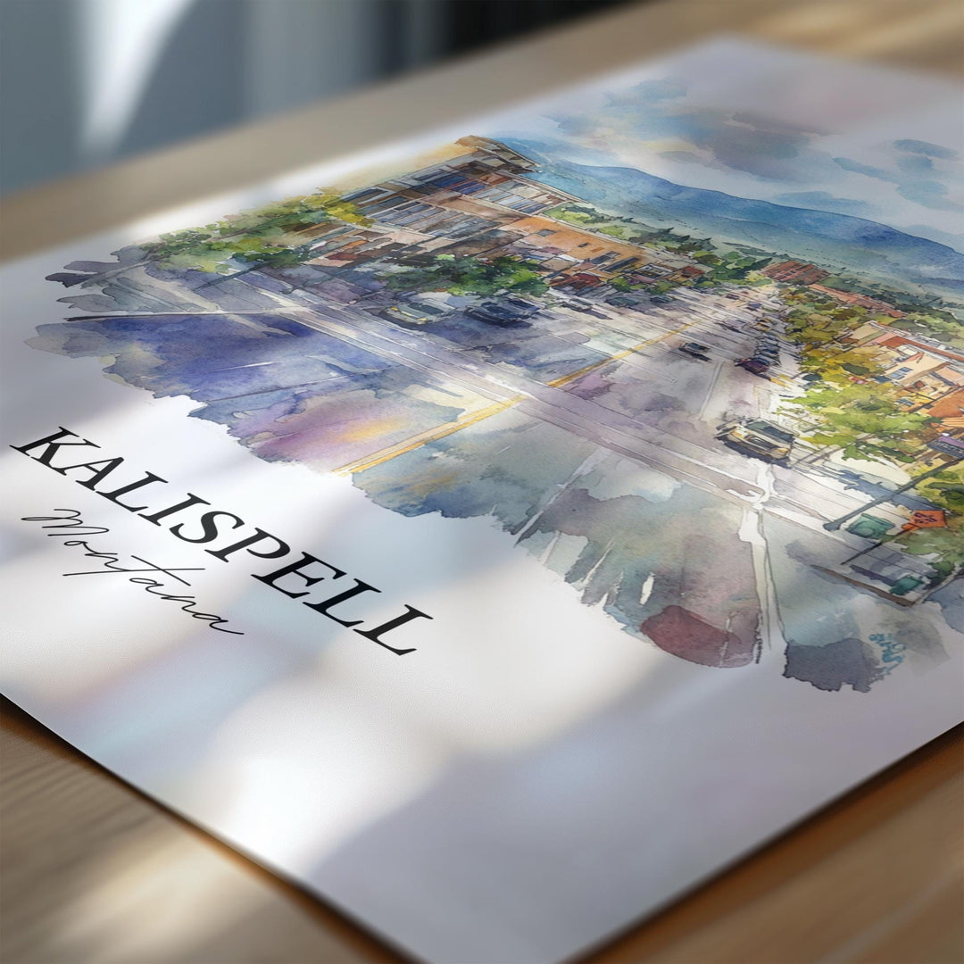 Kalispell MT Wall Art, Glacier National Park Print, Montana Artwork, Kalispell Montana Gift, Travel Print, Travel Poster, Housewarming Gift