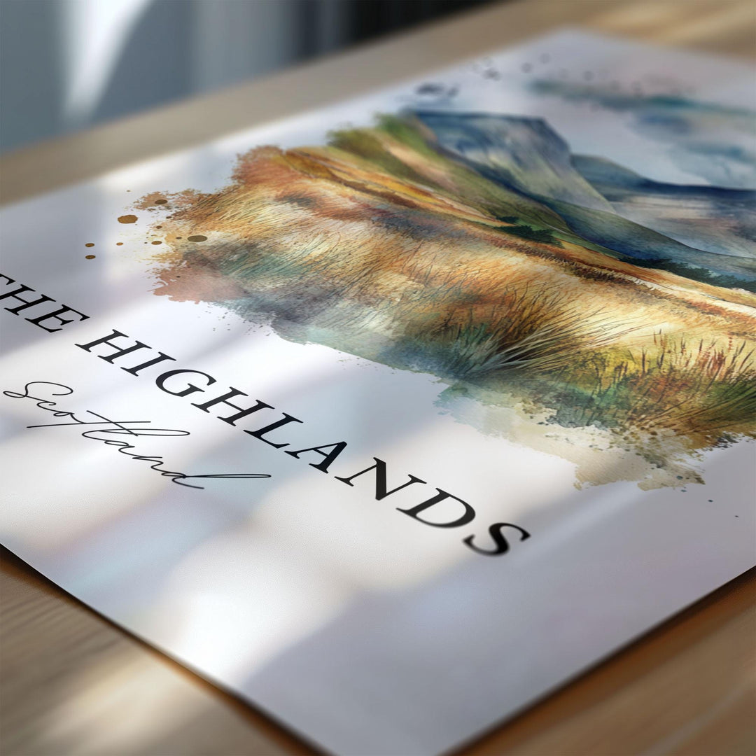 Scottish Highlands Wall Art, Scotland Travel Art | Scotland Home Décor Poster Gift | Digital Illustration Art