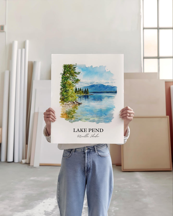 Lake Pend Oreille, United States – Watercolor Art Print