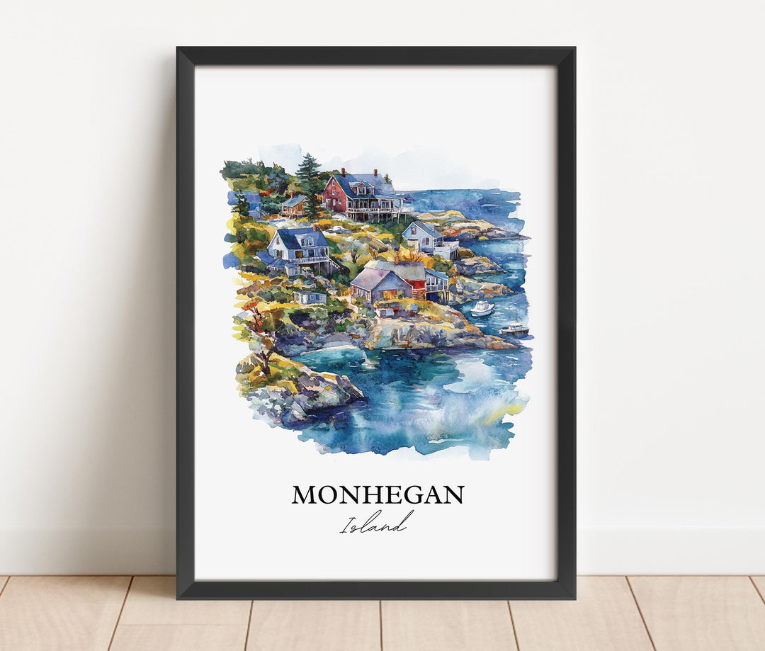 Monhegan Island Wall Art, Gulf of Maine Print, Maine Watercolor Art, Monhegan Island Gift, Travel Print, Travel Poster, Housewarming Gift