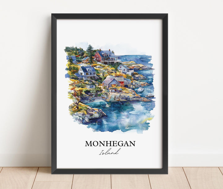 Monhegan Island Wall Art, Gulf of Maine Print, Maine Watercolor Art, Monhegan Island Gift, Travel Print, Travel Poster, Housewarming Gift