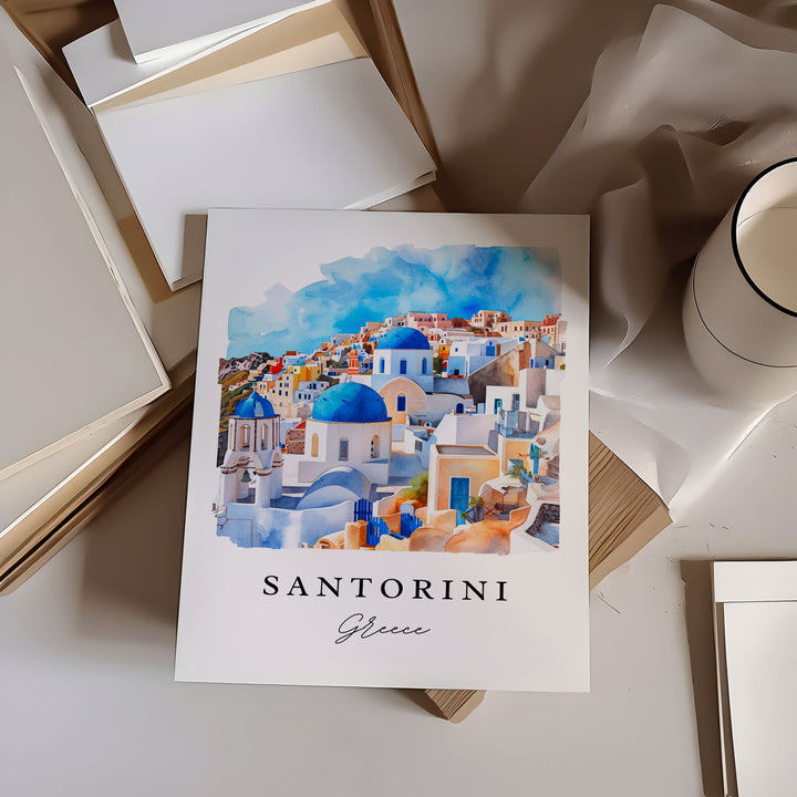 Santorini Greece wall art - Greece, Santorini print, Santorini Wedding gift, Santorini Birthday present, Custom Text, Perfect Gift